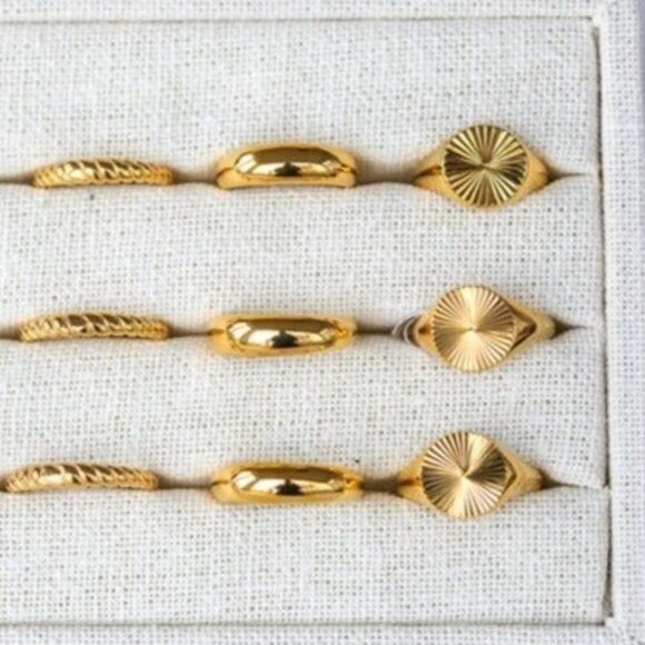 Gold Dome Ring Waterproof Stacking Ring Non-tarnish Gold Ring sz 6-8 PRETTY - Picture 15 of 15